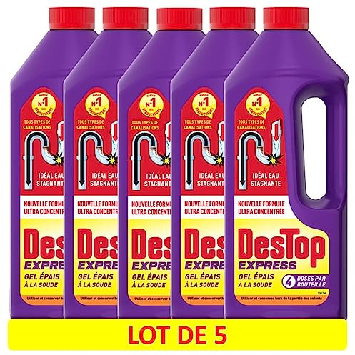DESTOP Gel Express - Limpiador de desagües (5 x 4 latas, botella de 950 ml)