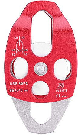 JEOZBM Kletter-Zip-Line-Umlenkrolle, 32 KN Kletter-Einzelrolle, Robuster Seilrollenblock für Seile unter 15 mm, Kletterlagerrolle für Arbeiten in Der Höhe, Abseilen
