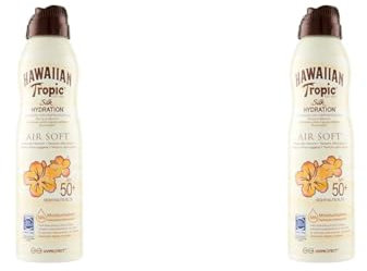 HAWAIIAN TROPIC VAPORIZADOR, Silk Hydration AIR Soft SPF50 + Spray 177ML Vaporisateur Mixte, Crema, Seulement (Lot de 2)