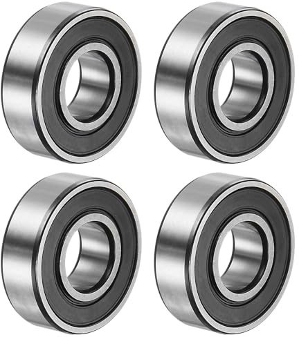 sourcing map 4 Stück 6202-2RS Rillenkugellager, 15 x 35 x 11mm C3 Doppelt gummierte Chromstahl-Lager, Schwarz