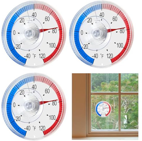 Frienda Wandthermometer für den Innenbereich, groß, Außenthermometer für Terrasse, Doppelwaage, Thermometer für Temperatur, Zuhause, Pool, Büro, Lager, Gewächshaus, Garten (3 Stück, hell, Kunststoff)