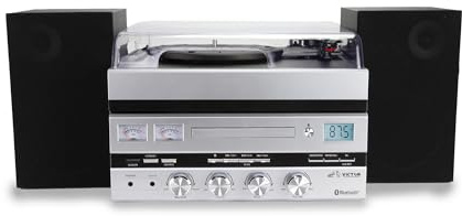 Victor VDTS-5400 Geneva 5-in-1 Music Center with Bluetooth, CD Player, FM Radio, Aux Input, Remote Control, and Detached Stereo Speakers – Perfect for Home Music Lovers