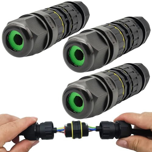 Cable Connectors IP68, Dujelixa M25 Waterproof Junction Box Outdoor, 2/3 - Way Line Extension Electrical Cable Connector, Wire Range 6-11mm, Power Cord External Sleeve Coupler, Electrical Box(3 Pcs)