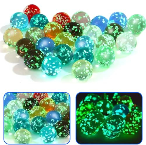 Tadpolez Pack de 40 Canicas de Cristal para Niños, Canicas Punteadas Fluorescentes para Juguetes, Juegos, Plantas, Decoración del Hogar