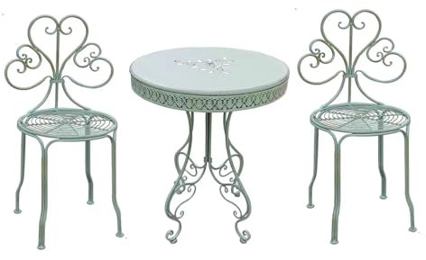 SFNIOKFG Klappbares Bistro-Set mit 3 Tischen und Stühlen, rostbeständiges Terrassen-Bistro-Set mit Antik-Finish, wetterbeständiger Terrassentisch und -stühle, für Garten, Park, Hof, Terrasse, Veranda