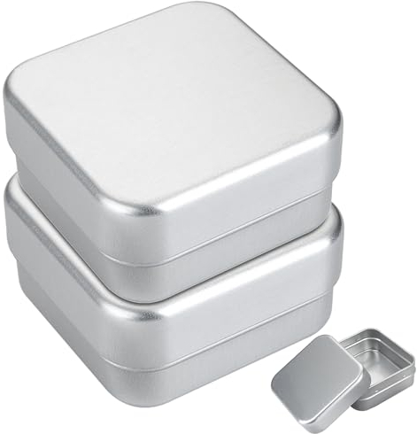 Satiskid Lot de 2 boîtes à savon carrées en aluminium, boîte à savon de voyage avec égouttoir amovible et couvercle/barre de savon argentée/porte-savon à 2 couches portable pour la maison et
