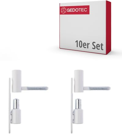 Gedotec Scharniere - Renovier-Bänder Türscharniere aus Stahl massiv - weiß | P50 | 10 Stück Türbänder zum Einbohren in Fenster und Türen | Türscharniere für Holz und Kunststoff mit Kugellager