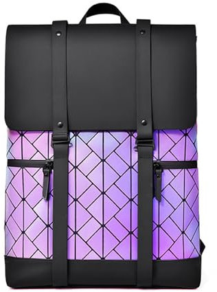 FANDARE Géométrique Sac à Dos de Femmes Sac Holographique Réfléchissant Sac à Dos Lumineux Nightglowing Homme Sacs à Dos Loisir Sac a Dos College Sac à Dos Étanche Sac de Voyage Cartables Scolaires