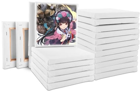 GBACHOOSE 20 Stück Keilrahmen 15x15 cm, Leinwand aus 100% Baumwolle, Leinwandrahmen Kleine Leinwände zum Bemalen für Öl-, Gouache-, Acrylfarben geeignet