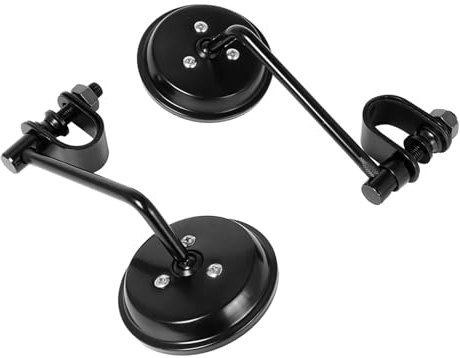 Kettennieter Motorrad 1 Paar Runde Konvexe Clip-On 22-25 Mm Schwarze Retro-Motorrad-Lenker-Rückspiegel Für Harley Für Chopper Für Cruiser Cafe Racer Moped Zubehör Spiegel Motorrad(Black)