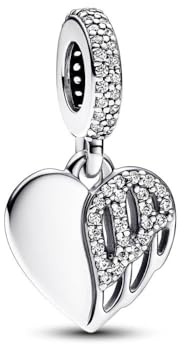Wedanor Charmes Heart & Angel dangle pour Bracelets - Charms de Perles ajourées en Argent Sterling 925, charmes de Coeur d'amour pour Bracelets et Colliers pour Femmes
