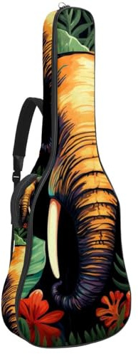 Tasche für Akustikgitarre, 101,6 cm, 101,6 cm, wasserdicht, mit Schutzschicht, mehrere Taschen, bunter Elefant, mehrfarbig, 42.9x16.9x4.7 in, Gitarrentasche