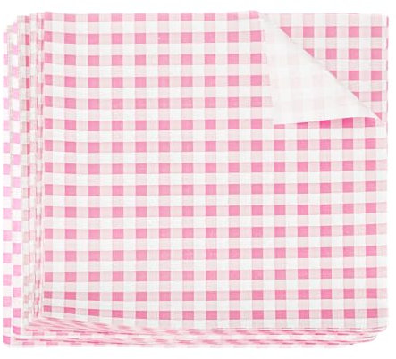 sourcing map 200 fogli di carta cerata quadrata a scacchi, 22 x 22 cm, per alimenti secchi, assorbenti, per panini, panini, panini, hamburger, cucina, rosa