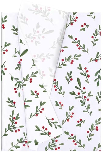 Jwssor Christmas Tissue Paper,20sheets Xmas Tissue Paper,50x35cm Christmas Red Wrapping Paper