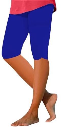 Damen-Leggings, hohe Taille, weich, Bauchkontrolle, Capri-Leggings für Damen, knielang, Capri-Leggings, Sommer, kurze Hose, lässig, einfarbig, bequem, Capri-Leggings für Damen, leicht, BU1, L