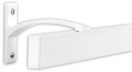Deco-Raum Gardinenstange auf Maß Innenlauf Curve eckig Wandbefestigung Wandträger mitte Lauf 11,3cm Vorhangstange Flächenvorhang Schiene Innenlaufstange für Vorhänge Weiß 60cm