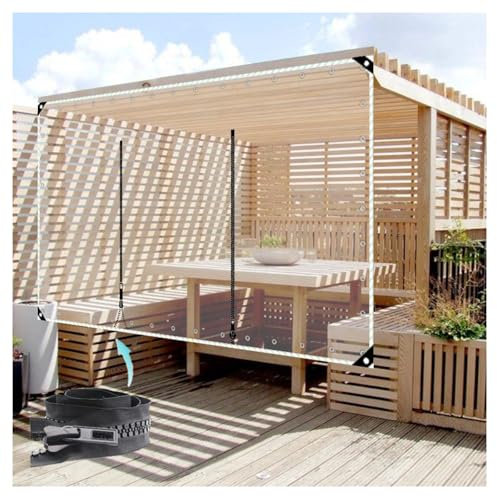 Bâche transparente imperméable avec porte à fermeture éclair pour garage, terrasse, tonnelle, porche, bâche d'extérieur en PVC avec fermeture éclair, rideaux d'extérieur résistante au froid, 2,3 x 5 m