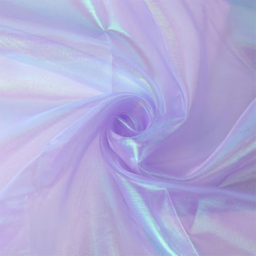 NBEADS Tessuto di Organza Da 6.6 metro, Tessuto In Organza Solido Da Sposa Tessuto In Organza Sfumato Magico Tessuto In Poliestere Tessuto per Abiti Da Spettacolo Sul Palco 1.5 m di Larghezza, Viola