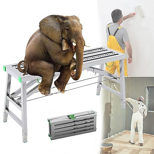 Höhenverstellbare Gerüst-Arbeitsbühne für Deckendekoration, Reinigung und Bau, tragbare Klappausrüstung, Werkzeuge, 180 x 30 cm, 30/40 cm Breite