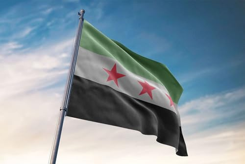Oedim Flagge Syrien, 150 x 85 cm, verstärkt und mit Steppnähten, Flagge mit 2 Metallösen und wasserdicht