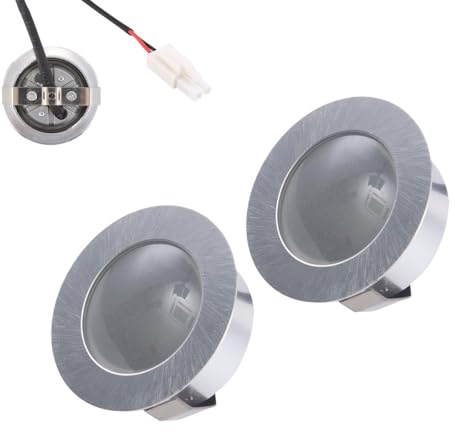 ADZJOY 2pcs 4w Round Stainless Steel LED Light Cooker Range Hood Bulb Light 3V With EL Connector 1.7-2 Inch Hole Closet Lights