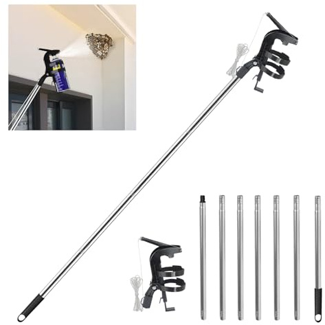 Sprayburkar förlängningsstänger adapter, justerbar sprayhållare med 2,8 m teleskopstång, sprayburkar förlängningsstänger adapter för sprayburkar, waspenspray, sprayfärg (svart set)