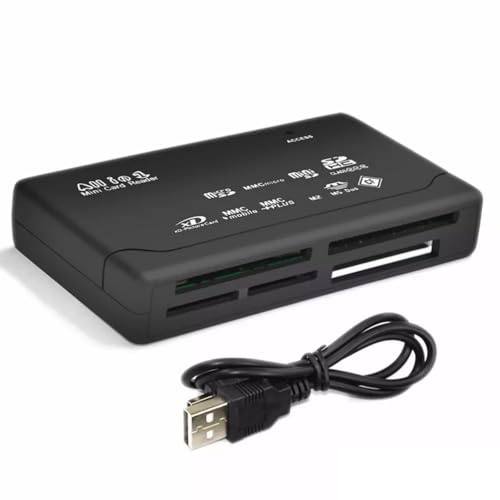 Lecteur de Cartes Mémoire USB 2.0 All-in-One – Micro/Mini SD, SDHC, TF, M2, MS Duo, CF, XD – Noir – Câble Inclus – Plug & Play – Straße Tech