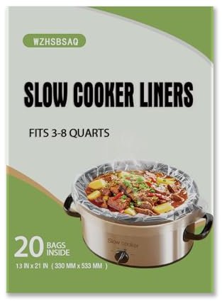 Slow Cooker Liners 20pcs, Large 13“ x 21” Disposable Cooking Bags for 3QT to 8QT Slow Cookers, Cooking Tray for Oval and Round Pots (20)