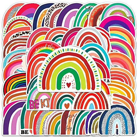 Rainbow Bridge Stickers |50Pcs Rainbow Theme Waterproof Vinyl Decals | Removable Reusable Peel & Stick Decoration for Water Bottles Bicycle Laptop Luggage Mobile Phone Skateboard Guitar