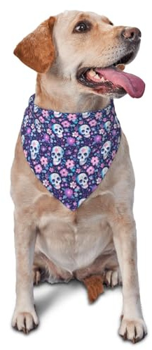 Hundehalstuch mit Totenkopf-Motiv, für kleine, mittelgroße und große Hunde, verstellbar, niedlich, Dreieck-Lätzchen, Schal, Taschentuch, Zubehör