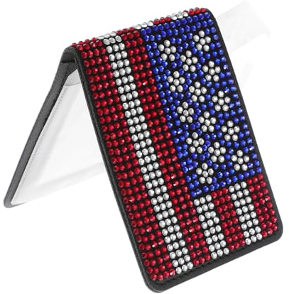 PACKOVE Patriotic American Flag Rhinestone Car Registration Wallet Insurance Card Holder Vehicle License Document Organizer Compact Stylish Auto Accessory for Glove Box