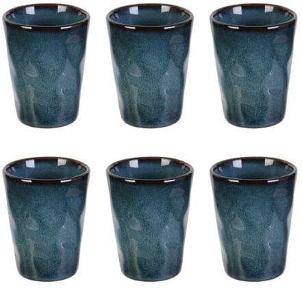 AltoBuy Set de 6 Tasses à Expresso 8cl en céramique au grés du Temps Bleu - Galet