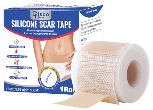 Discoliner Professional Silicone Scar Sheets, Silicone Scar Tape, Silicone Scar Patch, Reusable Silicone Scar Strips (1.5m)