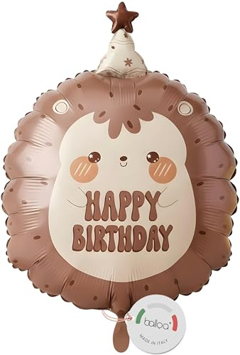 Balloa Folieballong, XXL igelkott, Happy Birthday, heliumballong, födelsedag, barnkalas, dekoration, födelsedagsballong för pojkar flickor, festdekoration, skogsdjurballong, gåva barnfödelsedag, 74 cm