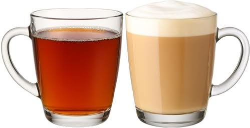 NORDIC SCHILLER Kaffeegläser mit Henkel 4er Set 340ml 100% BLEI FREI Lattegläser, Teegläser mit Henkel, Glühweinglas, Kaffee Gläser, Kaffeetassen Glas Glastassen für Heiße Getränke Cappucinogläser