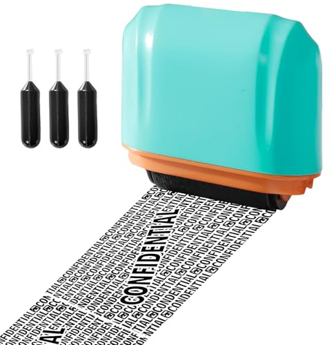 Data Defender Roller Stamp, Address Blocker with 3-Pack Refills Ink, Identity Theft Protection Roller Stamp for Anti Theft and Privacy Safety, Tiffany Blue