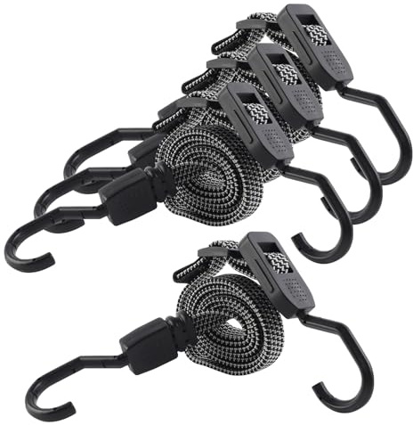 Bncxdc Expander, Spanngummi mit Haken, 4er Verstellbar Expander mit Haken Gepäckspanner 120CM Gummispanner mit Haken für Sackkarre Gepäckträger Fahrrad Motorrad Camping
