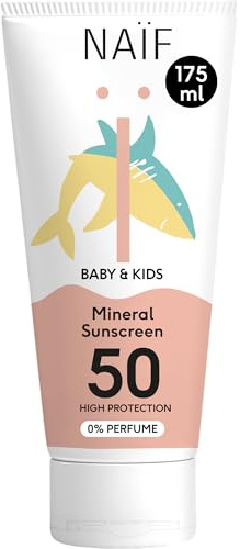 Naïf - Crème solaire minérale - pour bébé et enfant - 0% de parfum - SPF 50 - Protection UVA et UVB - Résistant à l'eau - Testé dermatologiquement - Sans microplastiques - 175 ml