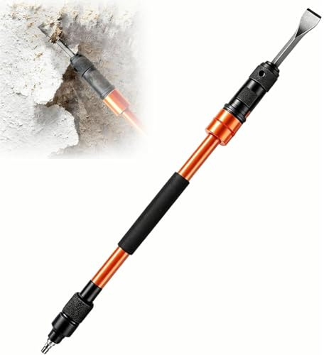 Martillo cincelador neumático, Martillo escalador neumático industrial, Cinceles planos largos de 2200 bpm Cincel de martillo neumático de aire for hormigón y azulejos, pintura, cincelado(140cm)