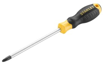 Stanley Cushion Grip™ Screwdriver Phillips Tip PH3 x 150mm, Made from high-Strength, Chrome Vanadium Steel with Strong Magnetic Black Oxide tip