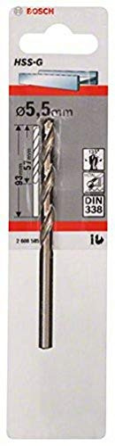 Bosch Professional 1x Metal drill bits HSS-G DIN 338 (for metal, Ø 5.5 x 57 x 93 mm, Accessory Drill Driver)