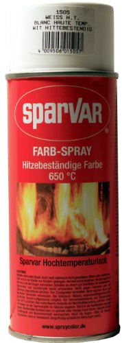 SparVar weiß, Hochtemperatur Lackspray 400 ml bis 650 Grad C, 6015057, (1er Pack) 400 ml (1er Pack)
