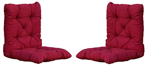 Ambientehome Sitzkissen Auflage Sitzpolster, 98 x 50 x 8 cm, 2er Set, rot, 50 Prozent Baumwolle 50 Prozent Polyester