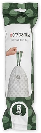 Brabantia 115622 Perfectfit Bags, Code R, 36L, 10 Pcs, White, 36 L/Size R