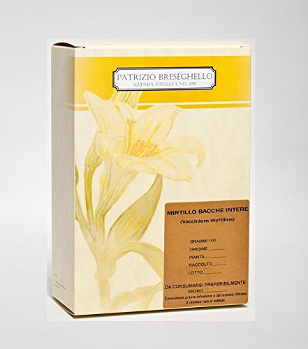 Patrizio Breseghello - Mirtillo Bacche Intere 100 g, Bacche di Mirtillo 100% Naturali, Mirtilli Disidratati Per Infusi e Tisane alle Erbe Officinali