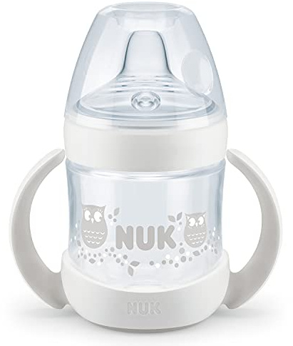 Nuk Nature Sense Trinklernflasche, Auslaufsicher, Extra Breite & Weiche Trinktülle, 6-18 Monate, BPA-frei, 150ml, Weiß