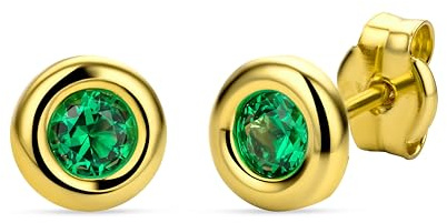 OROVI Ohrringe Gold - 9 Karat (375) Weißgold/Gelbgold – Ohrstecker Gold mit Edelstein Saphir/Zirkonia/Smaragd/Rubin in Zargenfassung, Hypoallergene Ohrringe Damen, Schmuck Damen, Gold Schmuck
