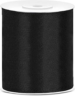 DaLoKu Satinband 6/12/25/38/50/100mm x 25m Geschenkband Schleifenband, Größe: 100mm x 25m, Farbe: Schwarz