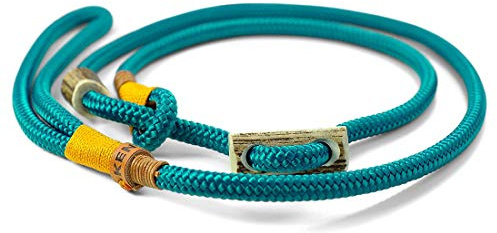 Retriever-Leine/Moxonleine Elegant-Style | handgefertigte Hundeleine aus Tau mit Halsbandfunktion & Horn-Stopper | 8mm – besonders leicht & handlich | Training, Alltag & Spaziergang