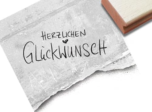 Stempel Herzlichen Glückwunsch mit Herz - Textstempel Gratulation Geburtstag Hochzeit Karten Geschenkanhänger Geschenk Deko Scrapbook - zAcheR-fineT